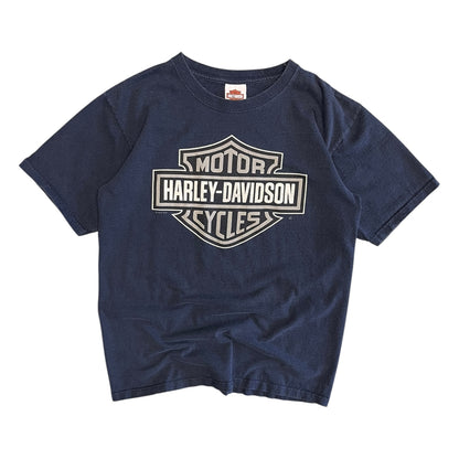 Y2K Harley Davidson Navy Shield Logo Tee