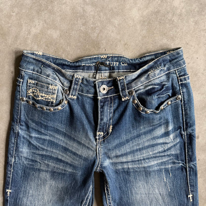 Women’s Y2K Cowgirl Tuff Co Studded Boot Cut Flair Jeans