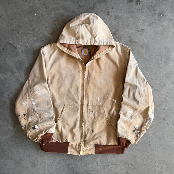 Carhartt ‘J131 BRN’ Distressed Brown Paint Splatter Jacket