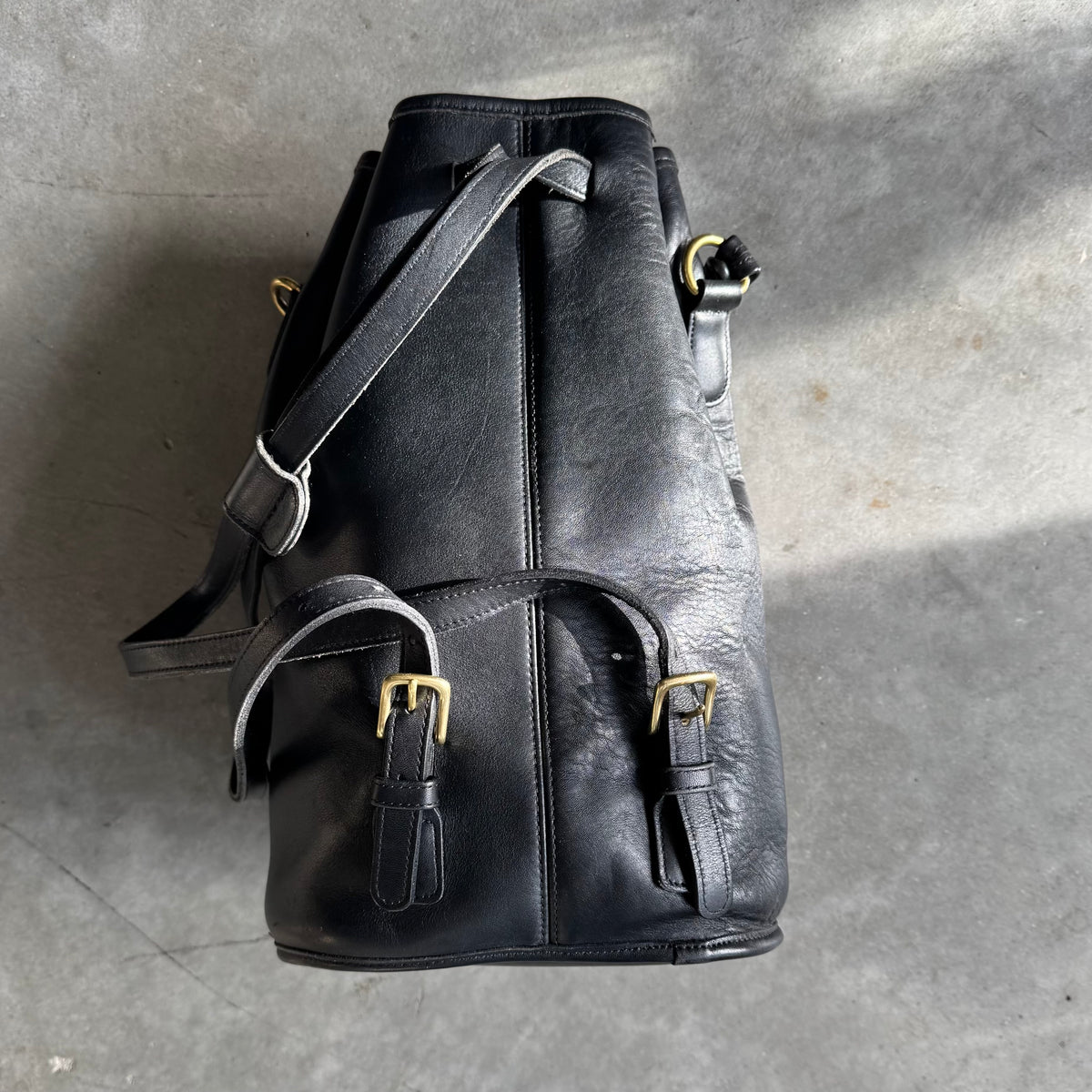 Coach Vintage Black Leather Daypack Sling Bag