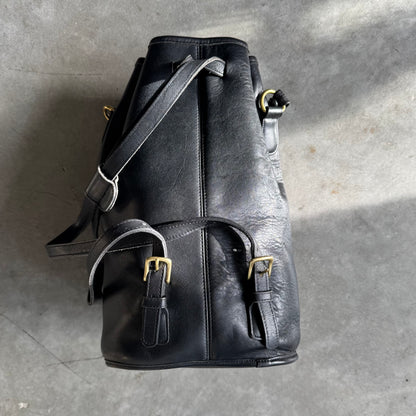 Coach Vintage Black Leather Daypack Sling Bag