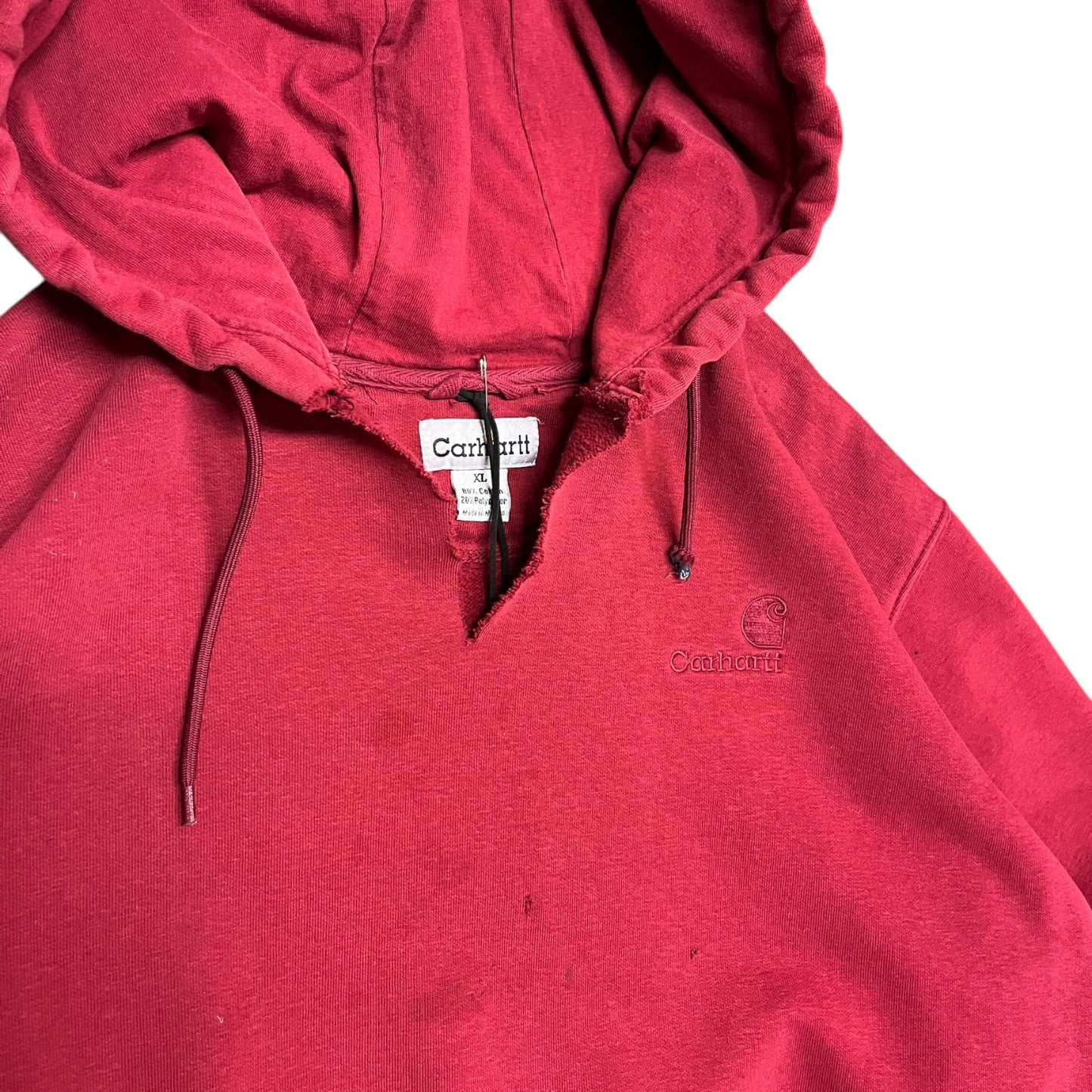 Y2K Carhartt Embroidered Mini Logo Chop Neck Hoodie