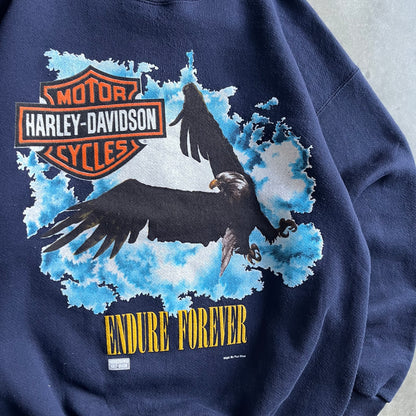 Vintage Harley Davidson Endure Forever Eagle Crewneck