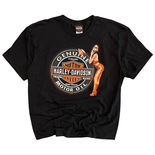 Y2K Harley Davidson Orange Tattooed Women Tee