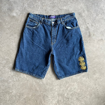 Y2K Fuckin Awesome Triple Logo Embroidered Jorts