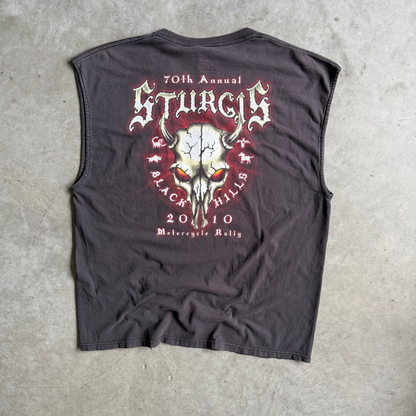 Sturgis 2010 Black Hills Bull Skull Sleeveless Tee