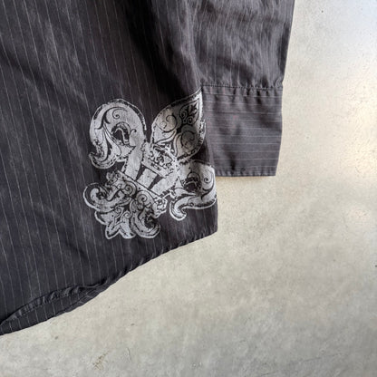 Y2K Level 10 Black Stripe La Fluer Button Up Shirt