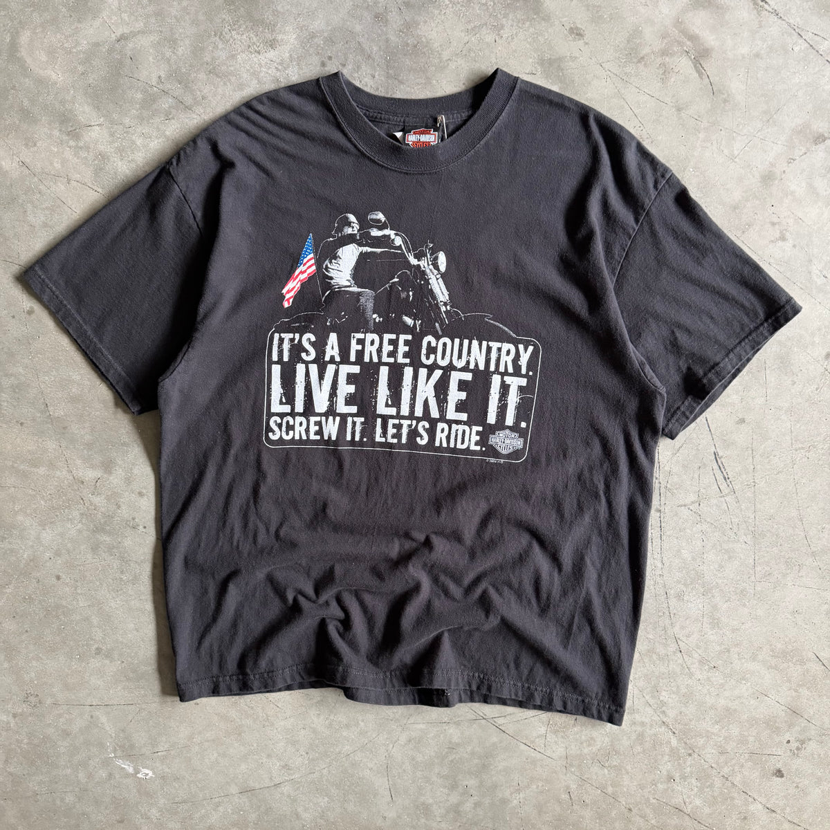 Y2K Harley Davidson “It’s a Free Country…” Quote Tee