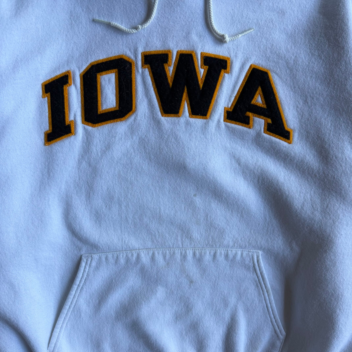 Y2K Champion Iowa Gold Border Spell-Out Hoodie