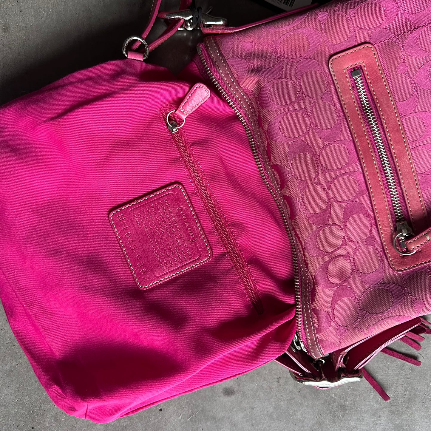 Y2K Coach Jacquard Suede Hobo Shoulder Bag Pink