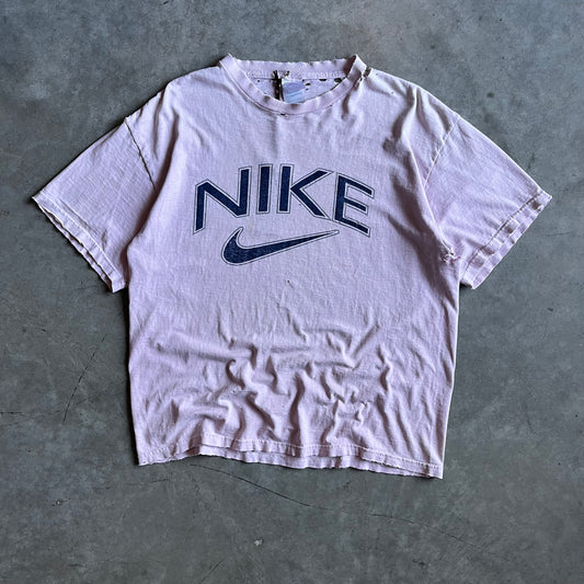 Vintage Nike Spell Out Bootleg Pink Thrashed Tee