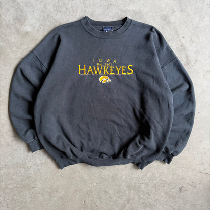 Vintage Iowa Hawkeyes Gold Embroidery Black Sweatshirt