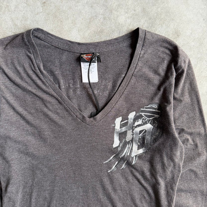 Women’s Harley Davidson Angel Wings Grey Fitted Long Sleeve