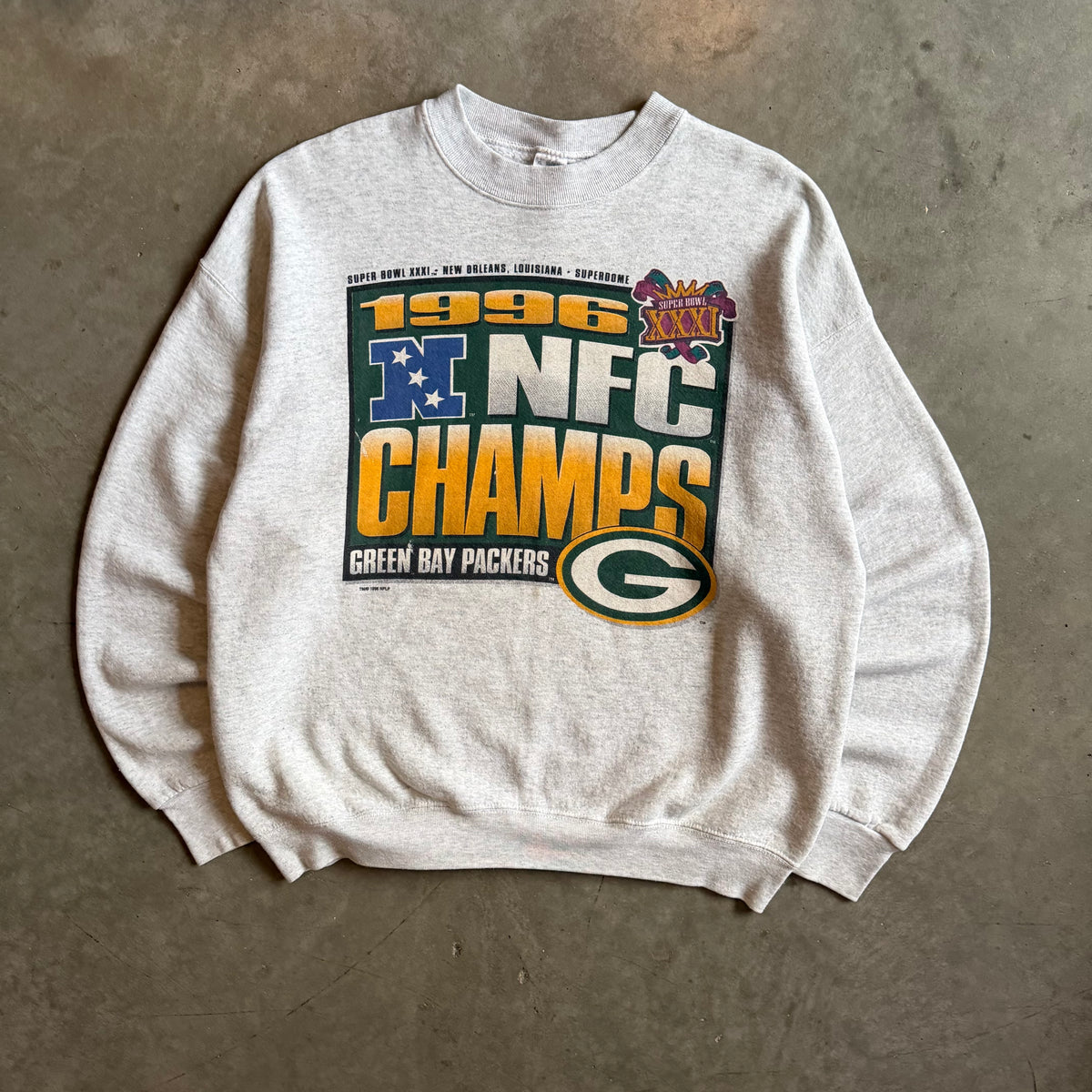 1996 NFC Champs Green Bay Packers Grey Sweatshirt
