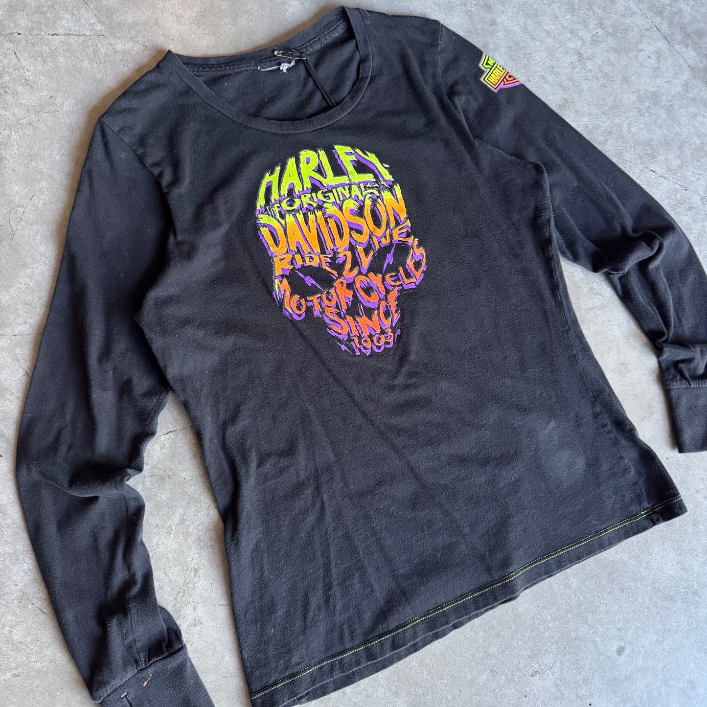 Women’s Harley Davidson Long Sleeve Rainbow Skull