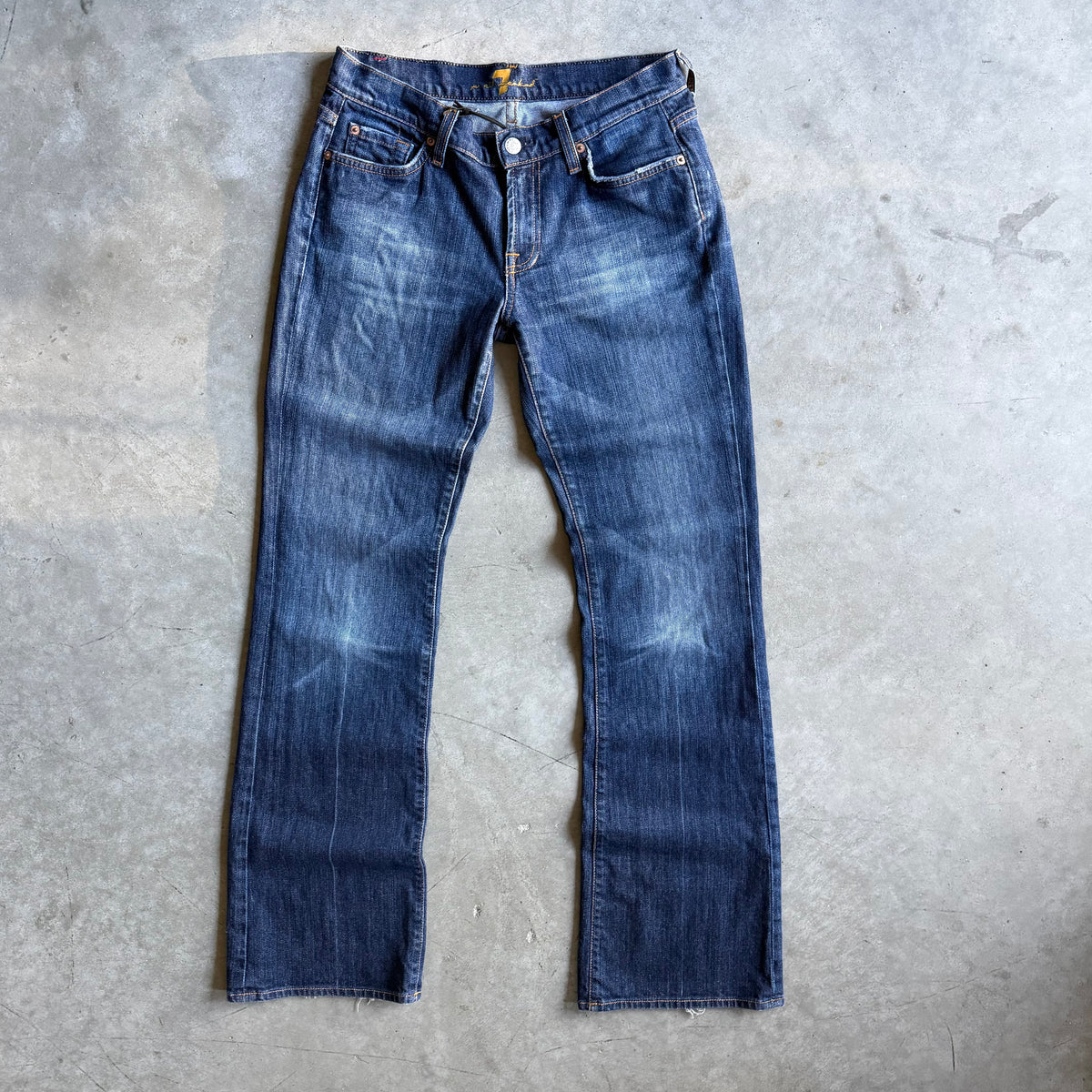 Y2K 7 For all Mankind Dark Blue Straight Leg Bootcut Jeans