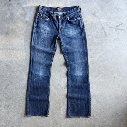 Y2K 7 For all Mankind Dark Blue Straight Leg Bootcut Jeans