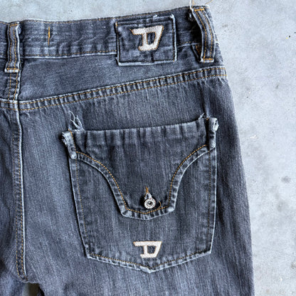 Y2K Diesel Industries Black Washed Straight Fit Jeans
