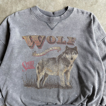 Vintage Spirit Lake Outfitters Wolf “Alpha-Male” Grey Crewneck