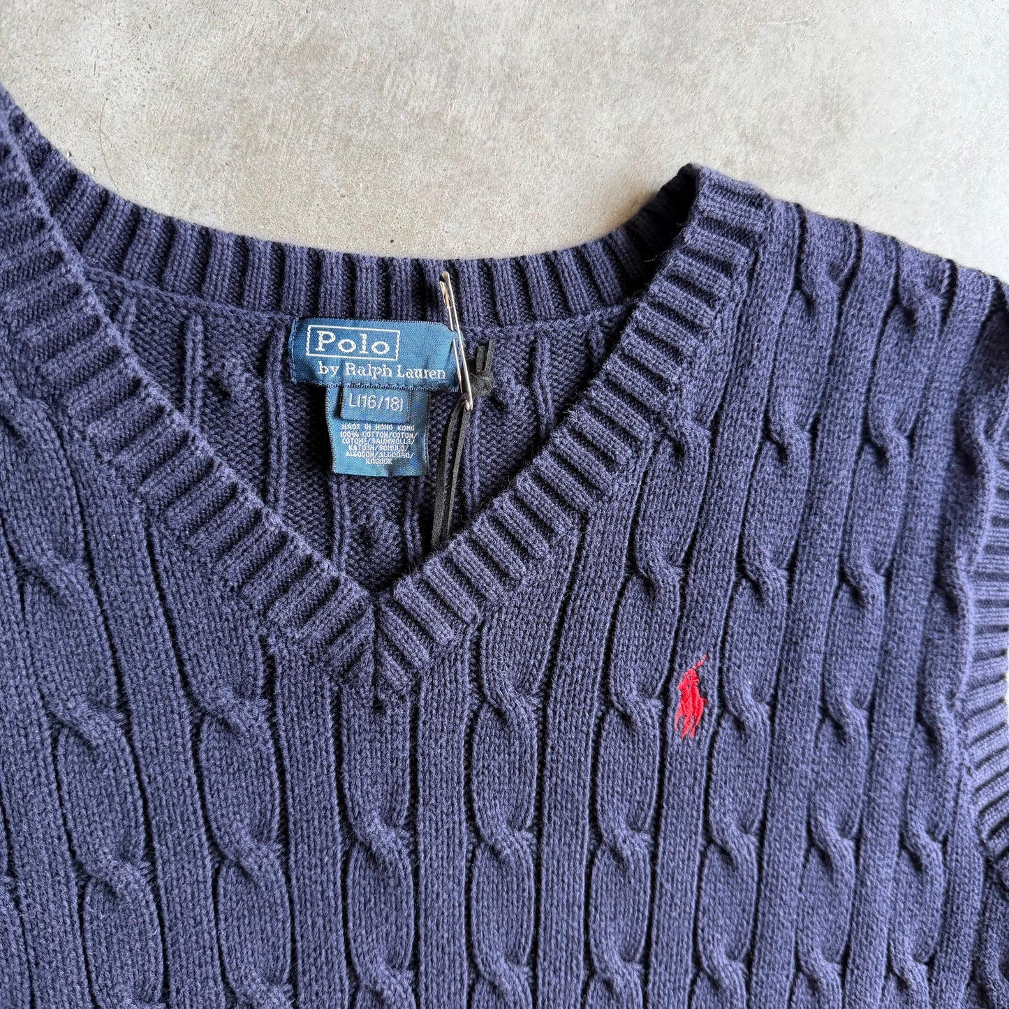 Youth Polo Ralph Lauren Navy Cable Knit Sweater Vest