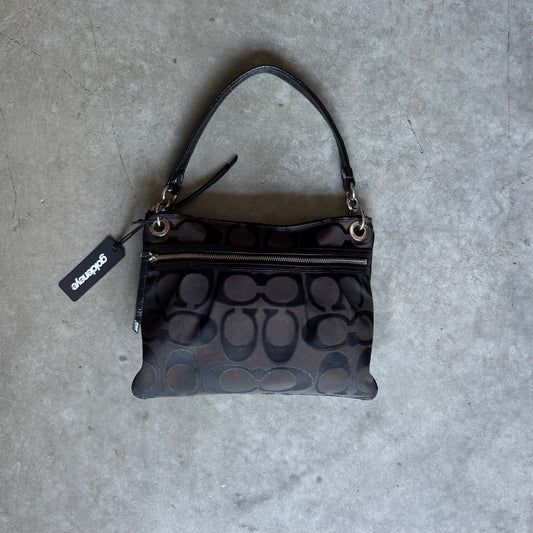Coach Poppy Signature Shoulder Bag Black/Metallic