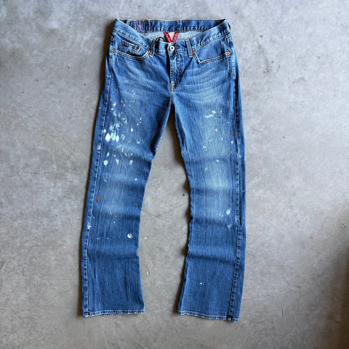 Vintage Lucky Brand Paint Splatter Bootcut Blue Jeans