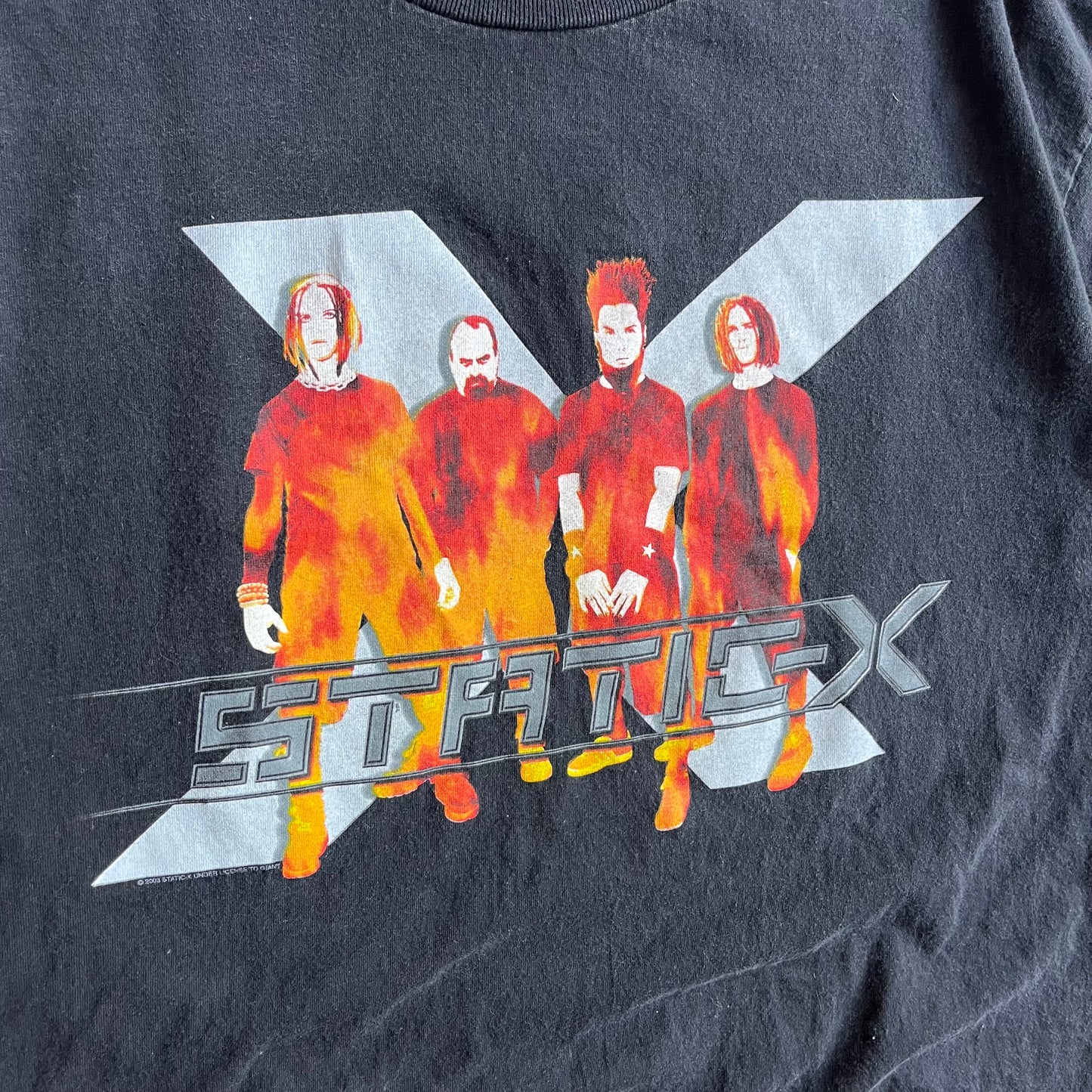 2003 Static-X Infared Black Graphic T Shirt With Tour Dates