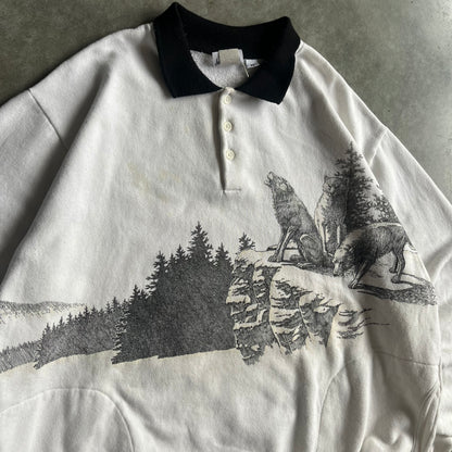 Vintage Howling Wolf Over The Forest Sweatshirt