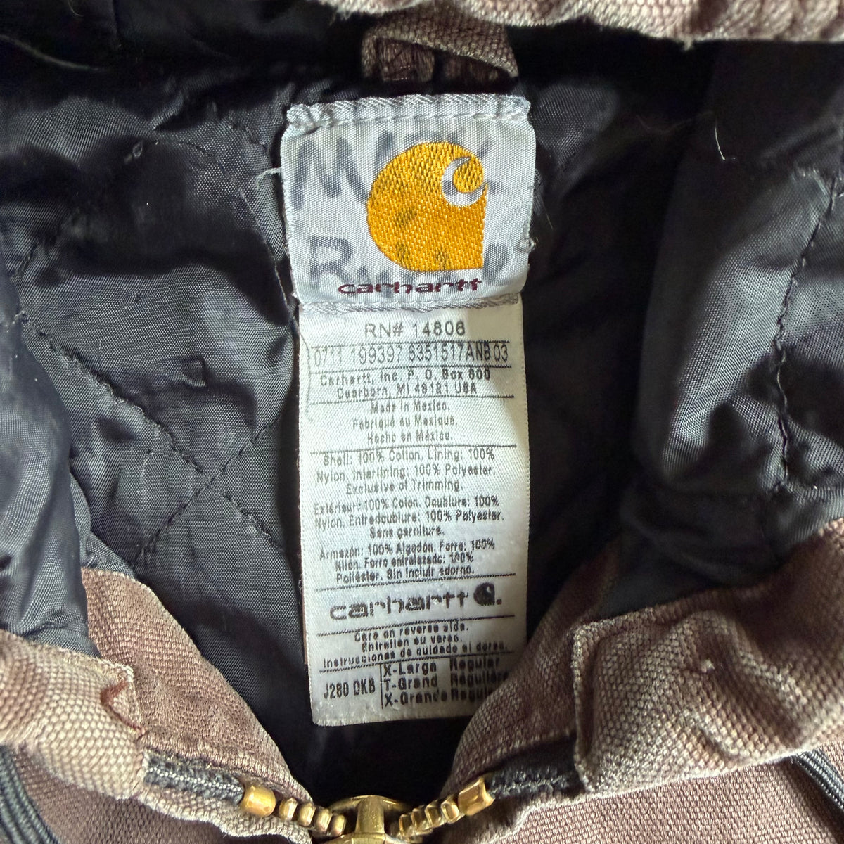 Carhartt ‘J280 DKB’ Dark Brown Quilt Lined Active Jacket