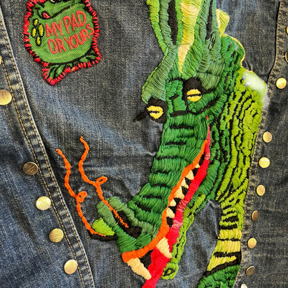 Vintage Wrangler Studded Denim Jacket with Dragon Embroidery