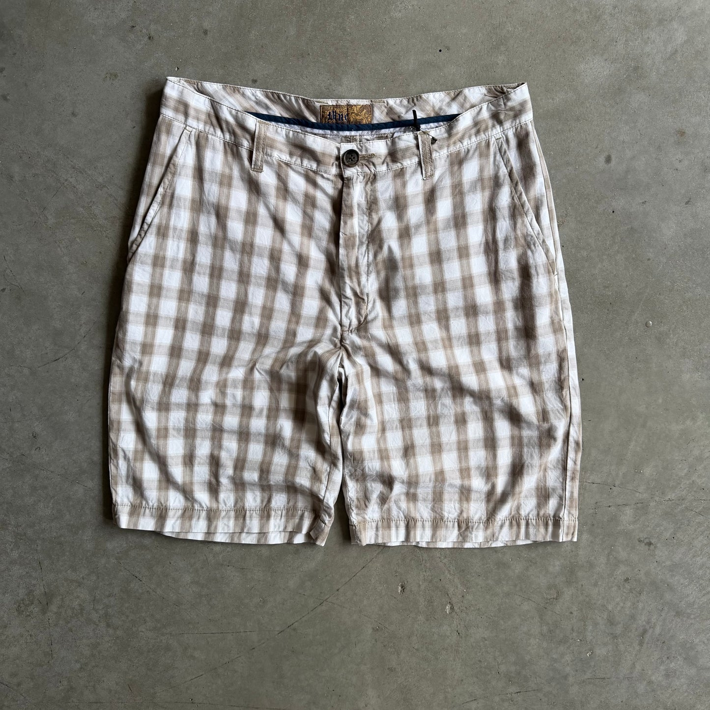 Y2K Blue Grey/White Plaid Shorts