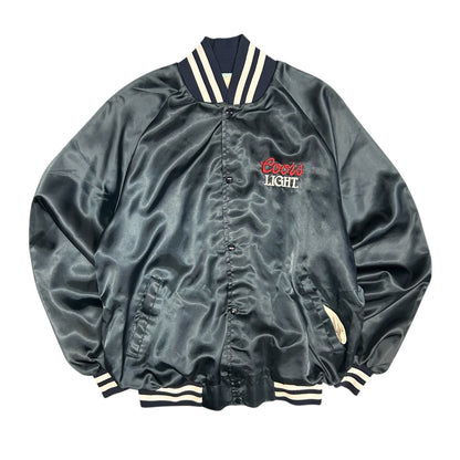 Vintage Navy Coors Light Satin Bomber Jacket