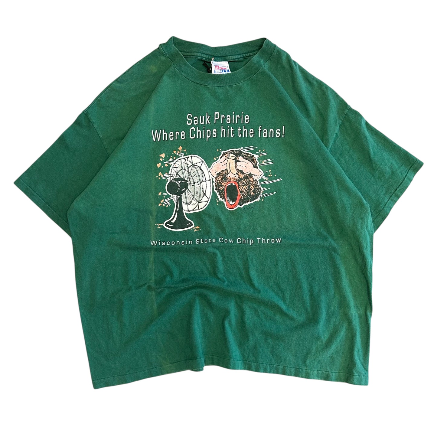 Vintage Wisconsin State Cow Chip Throw Tee