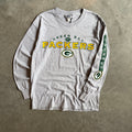 Vintage Green Bay Packers Grey Sleeve Logo L/S Tee