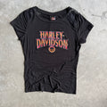 Women’s Harley Davidson Black/Orange Spellout Tee