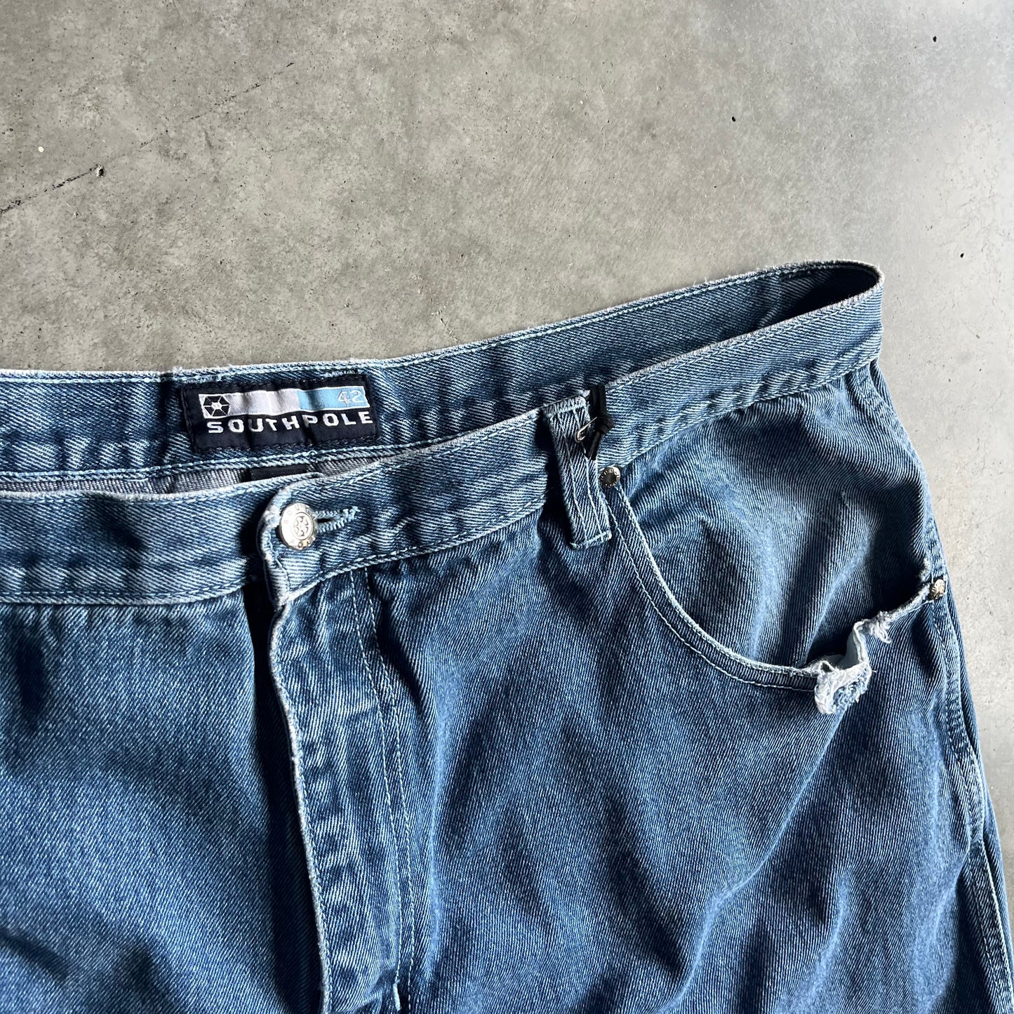 Y2K Southpole Blue Graffiti Baggy Carpenter Jorts