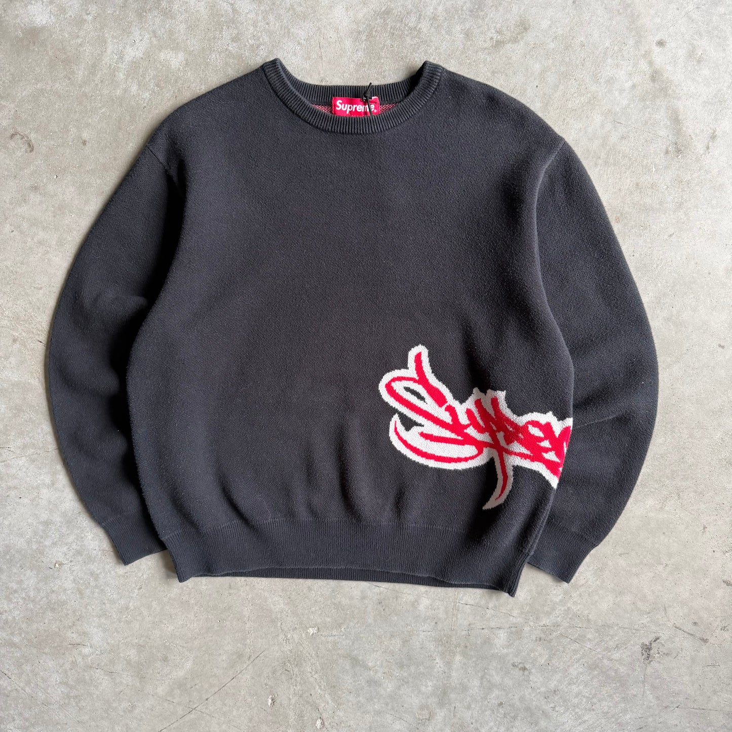 Supreme SS19 Tag Side Logo Sweater - Black