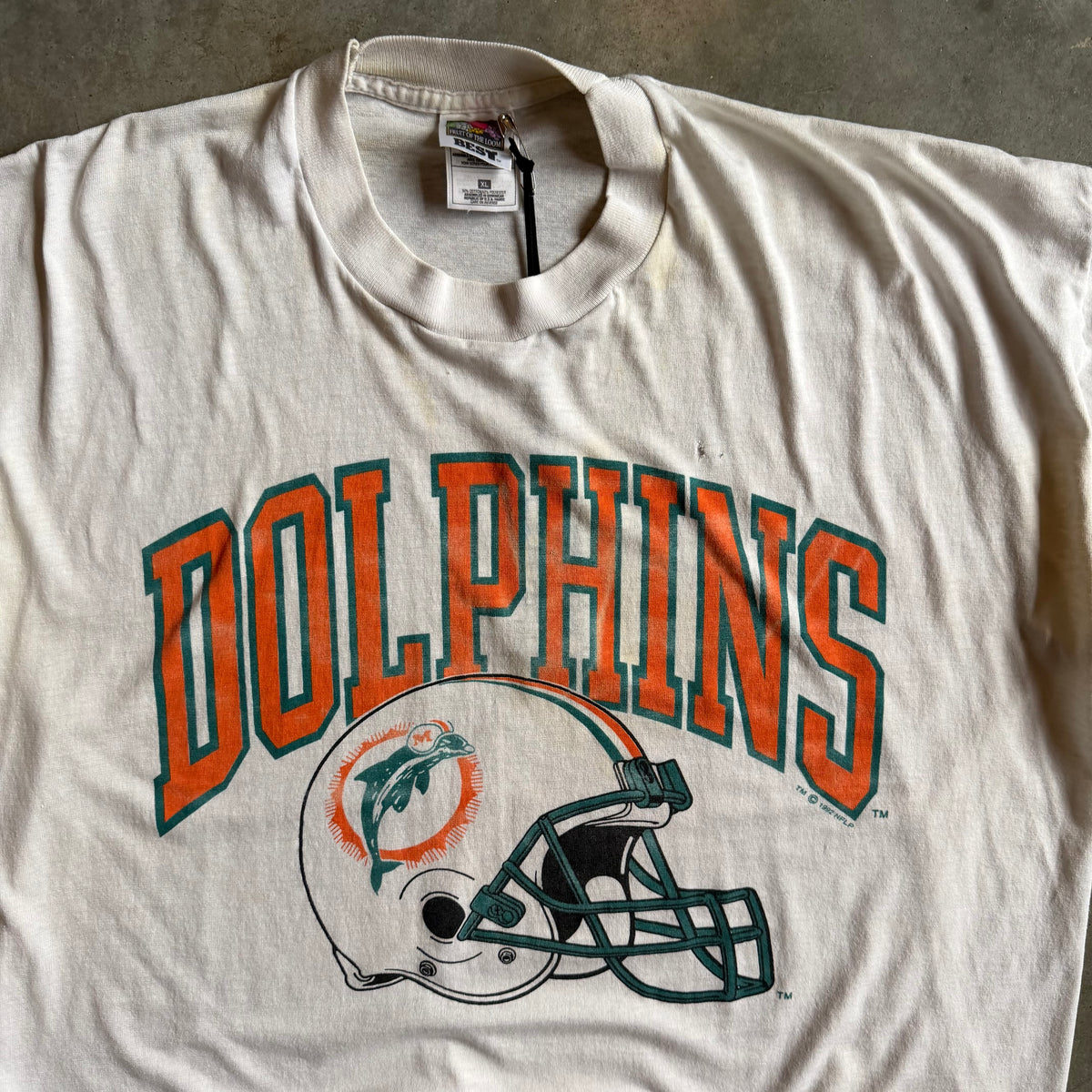 Vintage Miami Dolphins NFL Helmet White Tee