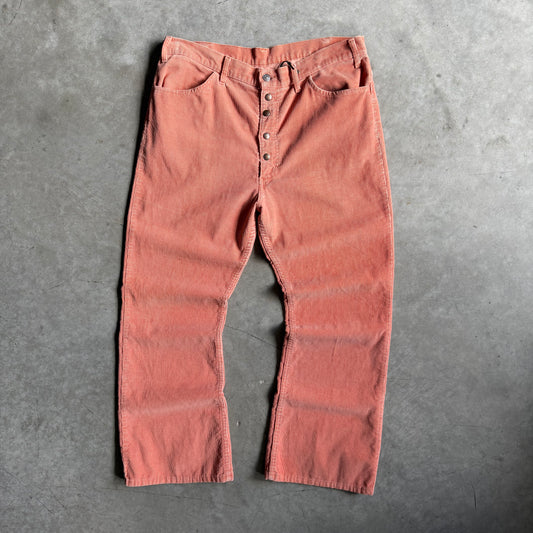 Vintage Levi’s 646 Bell Bottoms Peach Corduroy Exposed Button Fly