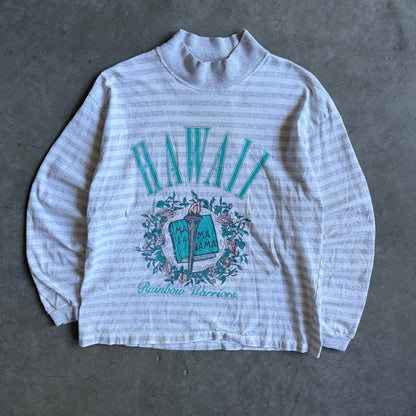 Vintage Hawaii Rainbow Warriors Floral Wreath Striped Longsleeve