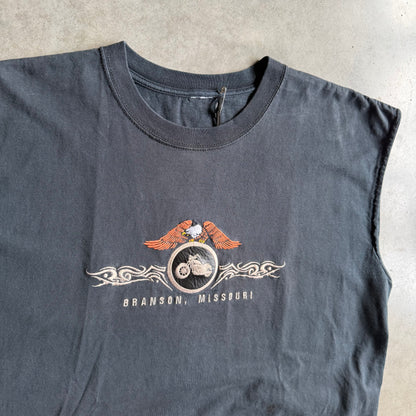 Vintage Eagle & Tribal Embroidered Sleveeless Motorcycle Tee