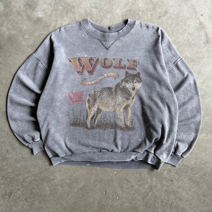 Vintage Spirit Lake Outfitters Wolf “Alpha-Male” Grey Crewneck