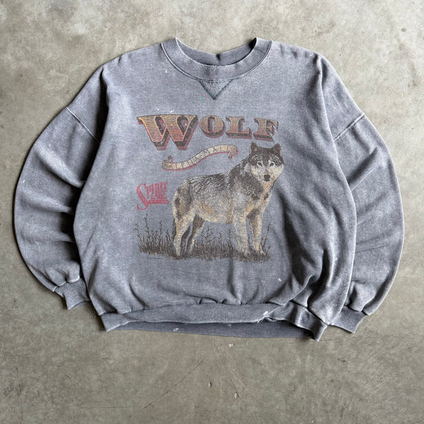 Vintage Spirit Lake Outfitters Wolf “Alpha-Male” Grey Crewneck