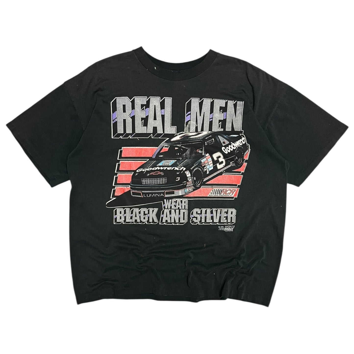 Vintage Dale Earnhardt Real Men Wear Black And Silver Tee