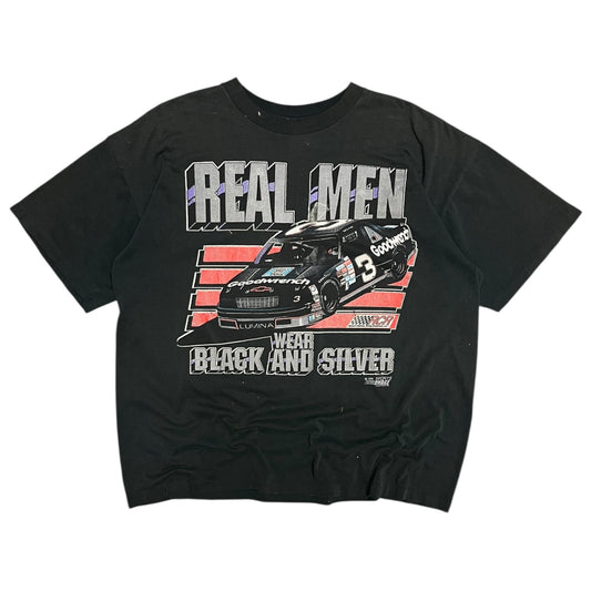 Vintage Dale Earnhardt Real Men Wear Black And Silver Tee
