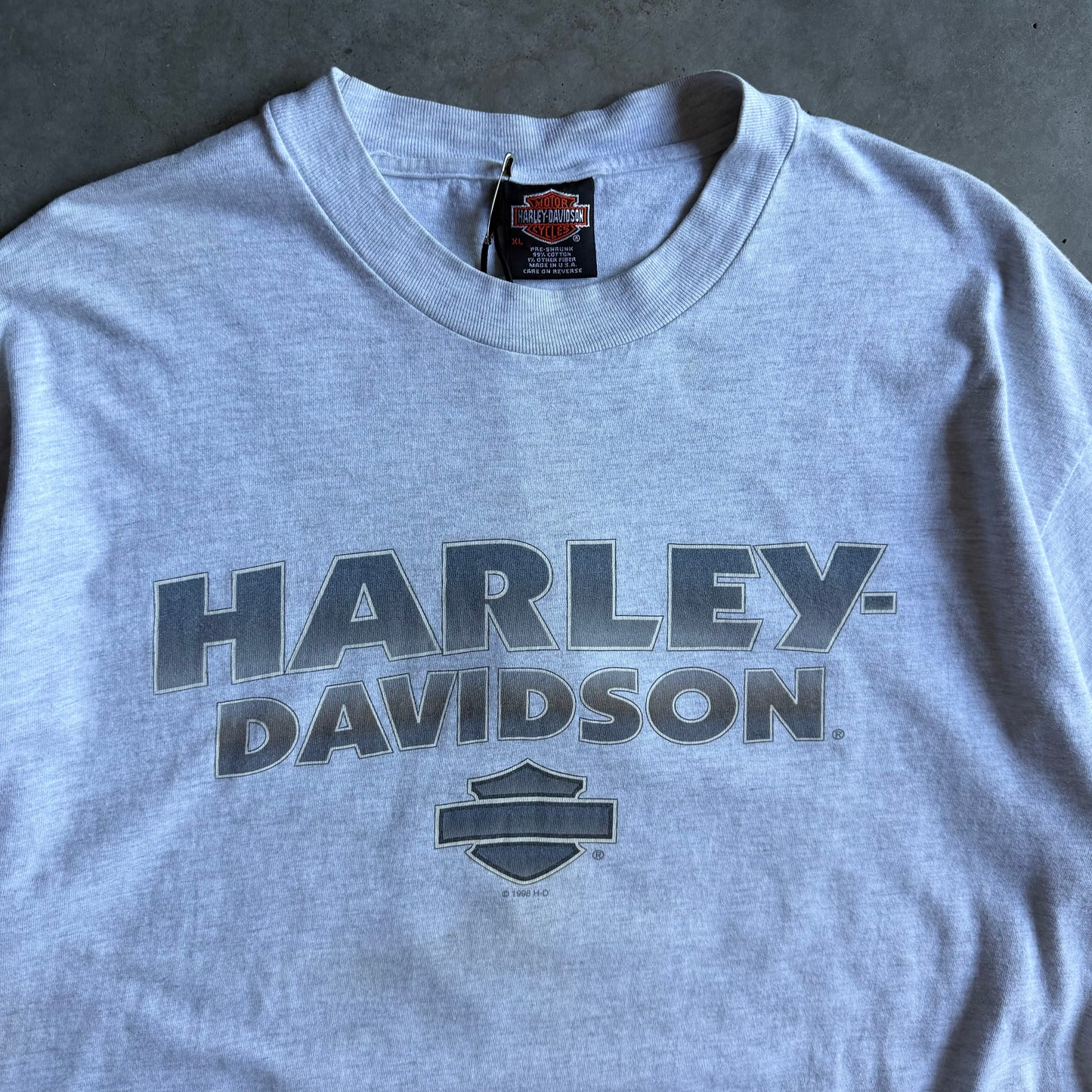 Vintage Hawk-I Harley Davidson Grey Spell-Out Tee