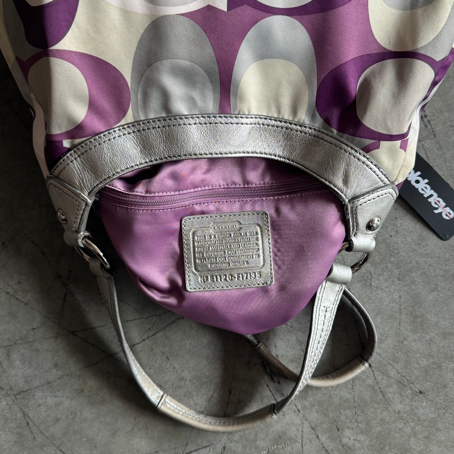 Y2K Coach SoHo Hobo Bag In Purple/Silver Signature Print
