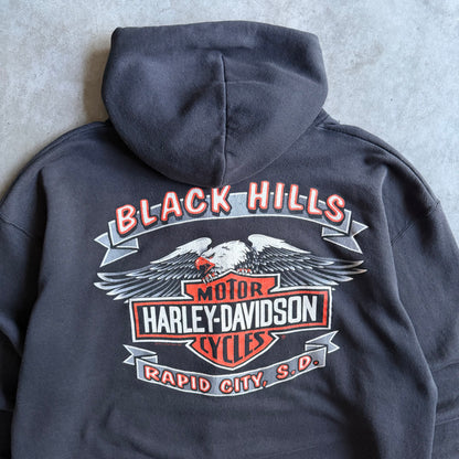 Vintage Harley Davidson Black Hills South Dakota Eagle Zip-Up Hoodie