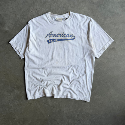 Y2K American Eagle Tail Script Logo Heather Tee