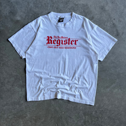 Vintage The Des Moines Register White & Red Tee